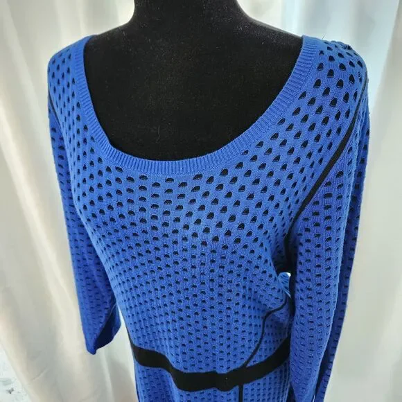 NEW Lane Bryant Womens Sweater Dress Plus Sz 18/20 Black Blue 3/4 Sleeve NWT - Picture 2 of 11